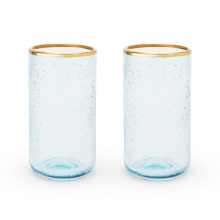 colored tumbler set bubble glasses with gold rim